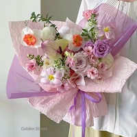 Papier d'emballage froissé imperméable 53cm*53cm pour emballage de fleurs, matériaux artistiques, emballage de bouquets, vente en gros