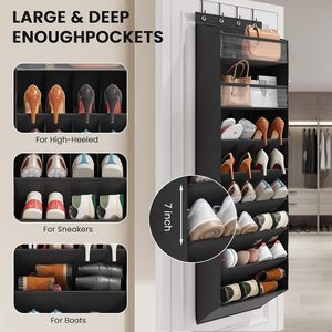 Over The Door <b>Shoe</b> Organizer 8 Pockets Clear Pockets Hanging Rack For <b>Shoes</b> Handbags Closet Storage Rectangle <b>Hook</b> Type - Product Image 4