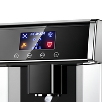 Machine à glaçons commerciale grande capacité 100 kg, 2-en-1 : machine à glaçons et distributeur d'eau, avec écran haute définition sur fond blanc
