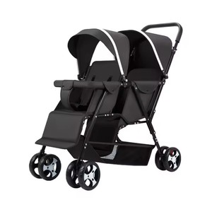 Passeggino Gemellare con Doppia Seduta, Carrozzina per Bambini di Alta Qualità in Lino, Leggero <span class=keywords><strong>e</strong></span> Pieghevole, Portatile per Viaggi, Adatto da 0 a 3 Anni - Product Image 4