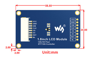 Waveshare 1.8inch <strong>LCD</strong> Module 128x160 pixels <strong>display</strong> SPI interface ST7735S Driver LED Backlight with embedded <strong>controller</strong> <strong>3</strong>.3V - Product Image 4