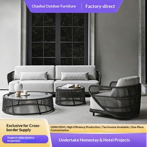 Set di Divani in Rattan Intrecciato Resistente ai Raggi UV <span class=keywords><strong>e</strong></span> Impermeabile per Esterni con Tavolino da Caffè per Giardino, Patio <span class=keywords><strong>e</strong></span> Terrazza - Product Image 3