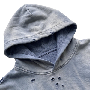 Sudaderas con Capucha Esenciales al por Mayor, Personalizadas, de Alta Calidad, Estilo Urbano, con Efecto Degradado Azul, Desgastadas, Oversize, Vintage, de Corte Cuadrado y Corto - Product Image 2