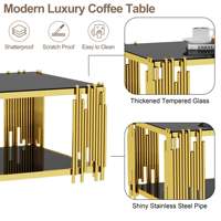 Table basse en verre noir élégant avec l'approvisionnement durable de B2B de construction de cadre d'or pour les détaillants internationaux