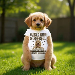 Camiseta para amantes de los perros Goldendoodle, el silencio es oro a menos que tengas un Goldendoodle, muy, muy sospechoso - Product Image 3