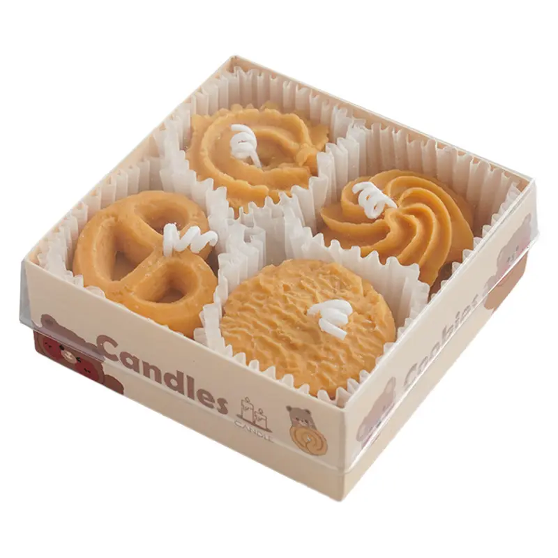 Nouveau produit bougie créative en forme de biscuit nouveauté alimentaire bougie parfumée cadeaux uniques bougie de biscuits faits à la main