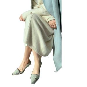 Chaussures plates pour femmes à boucle carrée en cuir véritable, motif géométrique, bout pointu, talons bas, style automne-hiver, à porter au quotidien - Product Image 5