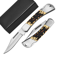 Navaja de Bolsillo Delgada de Acero Inoxidable EDC con Mango de Resina en Forma de Cuerno de Ciervo para Bricolaje, Campismo al Aire Libre, Plegable, Herramienta OEM Confiable