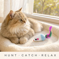 Jouet interactif pour chat en peluche avec queue en plumes, sans couinement, pour le jeu de chasse