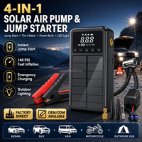 YUXU S4 Gonfleur de pneus solaire, démarreur de secours, compresseur d'air 1000A, éclairage LED, portable, affichage numérique 12V, batterie externe d'urgence pour