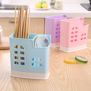 Plastic PP Double Compartment Cutlery Holder With Drainage For Kitchen Storage - Product Image 1