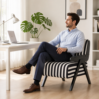 Fauteuil individuel de style vintage français du milieu du siècle, fauteuil de salon paresseux pour balcon, chaise longue zèbre pour chambre à coucher, mobilier de maison