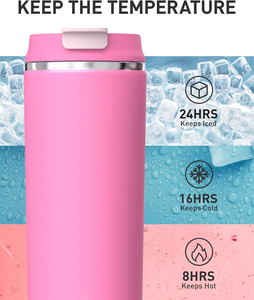 Mug de voyage en acier inoxydable 12oz/16oz avec couvercle, double paroi isolée sous vide, couleur et logo personnalisables, isolation thermique 12-24h - Product Image 3