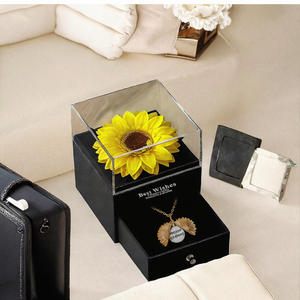 Regalo de Navidad, Collar Eterno con Diseño de Girasol 'You Are My <span class=keywords><strong>Sunshine</strong></span>', Elegante Patrón Cuadrado, Acrílico Plástico, Decoración de Lujo para el Hogar - Product Image 3