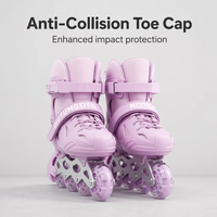 Patins à roulettes légers bleu violet pour filles et garçons, lames respirantes pour l'extérieur avec frein de sécurité, roues et sangles en PU durables.
