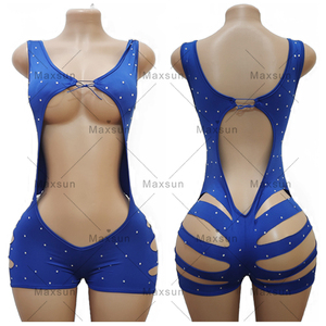Maxsun Abiti da Spogliarellista con Strass e Rete, Abbigliamento da Ballo Esotico, Body Elasticizzato Sexy per Ragazze - Product Image 3