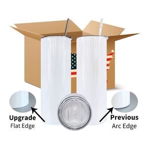 Us Warehouse 25Pcs 50Pcs Sublimation Printing Right Angle <b>Mugs</b> Full Coverage 20Oz Straight Tumbler - Product Image 2