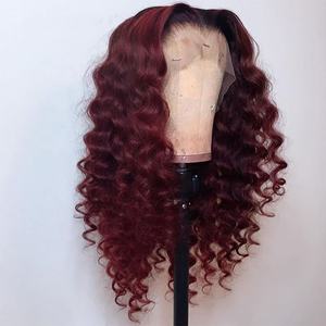 Offerta Speciale Parrucche 360 in Pizzo con Capelli Umani Vergini Grado 12A, Colore Ombré Scuro 99J, Onda Morbida Profonda, Cuticola Allineata - Product Image 3