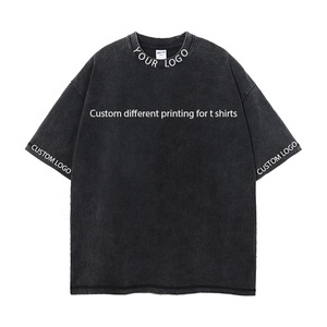T-shirt vintage en coton blanc, style streetwear, coupe oversize à épaules tombantes, impression personnalisée de haute qualité, tissu épais, pour homme - Product Image 3
