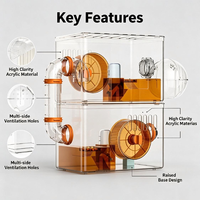 Cage à hamster empilable en plastique PP, tunnel double couche, roue silencieuse de 12 cm, habitat pour petits animaux, OEM ODM