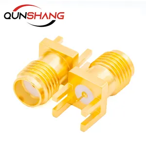 Golden Straight RF SMA Female Jack Coax Connector for DIP PCB Mount