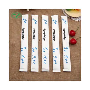 Wegwerp Afhaalmaaltijden Eetstokjes Bamboe Twins Tensoge Ronde Vierkante Chopstick Met Custom Papier Cover