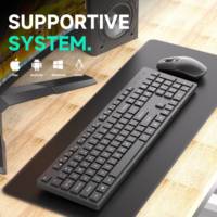 Clavier d'ordinateur silencieux 2,4 G à 104 touches, clavier sans fil multimédia et combo souris pour PC, tablette, ordinateur portable