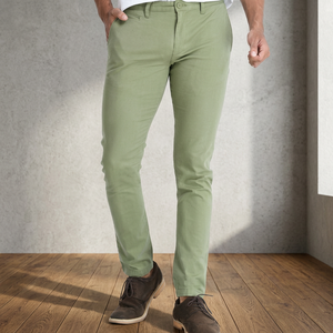 Pantalon en velours côtelé décontracté pour homme, taille mi-haute, coupe droite, couleur olive clair, avec fermeture éclair, en coton extensible, plusieurs coloris - Grande Vente - Product Image 3