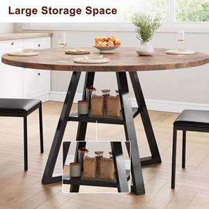 Ahorro de espacio Muebles de comedor de madera Cocina Comedor Círculo Cena Pedestal Mesa - Product Image 3