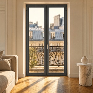 <span class=keywords><strong>Porte</strong></span> extérieure à battant en alliage d'aluminium à rupture de pont thermique, à charnière silencieuse, insonorisée, à double vitrage, à cadre fin, résistante aux intempéries - Product Image 1