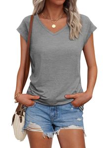 Women Solid V Neck Short Sleeve Soft Fabric Office Casual <b>Tunic</b> Shirts - Product Image 4