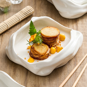 Rock Customized White Porcelain Noodle Soup Salad Bowls Sustainable European Design Style Food Serving Dinnerware Set Dessert - Product Image 3