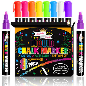 มาร์กเกอร์ชอล์กเหลวสำหรับกระดานดำ-สีหนาเครื่องหมายลบแห้งป้ายกระดาน, หน้าต่าง, แก้ว-ปลายย้อนกลับได้6มม - Product Image 4