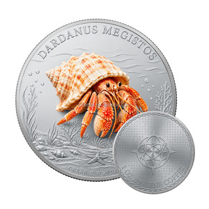 Koin Tembaga Murni 1Oz .999 Seri Hewan Laut, Koin Koleksi Hidupan Laut Berwarna, Berlapis Perak, Bentuk Bulat - Product Image 3