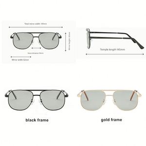 Lunettes de soleil polarisées photochromiques carrées en métal UV400 avec logo personnalisé, couleur tendance 2025, en alliage à changement de couleur pour la conduite - Product Image 6