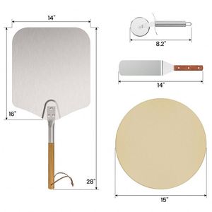 Piedra para <span class=keywords><strong>Pizza</strong></span> Rectangular de Cerámica, Molde Cuadrado para Hornear Pan, Utensilios Redondos de 12 Pulgadas para Horno, Base XL de Alta Resistencia al Calor, Molde para <span class=keywords><strong>Luna</strong></span> Llena de 11 Pulgadas, Madera - Product Image 3