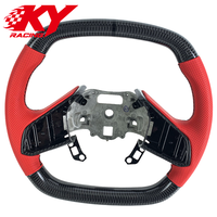 Accesorios interiores para automóviles, volante deportivo personalizado de fibra de carbono y cuero rojo para Chevrolet Corvette C6 C7 C8