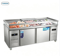 Vitrine Réfrigérée Horizontale Commerciale en Acier Inoxydable à Double Température et Refroidissement Direct pour Fruits de Mer, Barbecue et Plats Froids