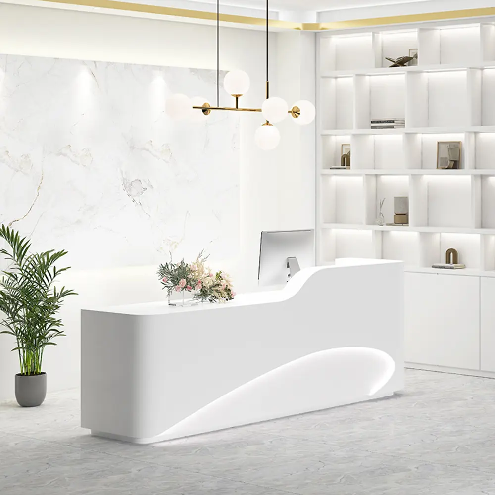 Fabrik Preis Büro Front Company Guild House Willkommen Schreibtisch Hot Sale Design Moderner Salon White Counter Desk