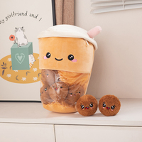 Coussin en peluche amusant et sain en forme de tasse de smoothie aux baies de goji avec 6 mini baies de goji à l'intérieur, amusant pour jouer et câliner