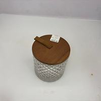 Klares Glas-Kerzenglas mit Holzdeckel, Leeres Zylindrisches Glasgefäß für Duftkerzenherstellung und Raumduftverpackung