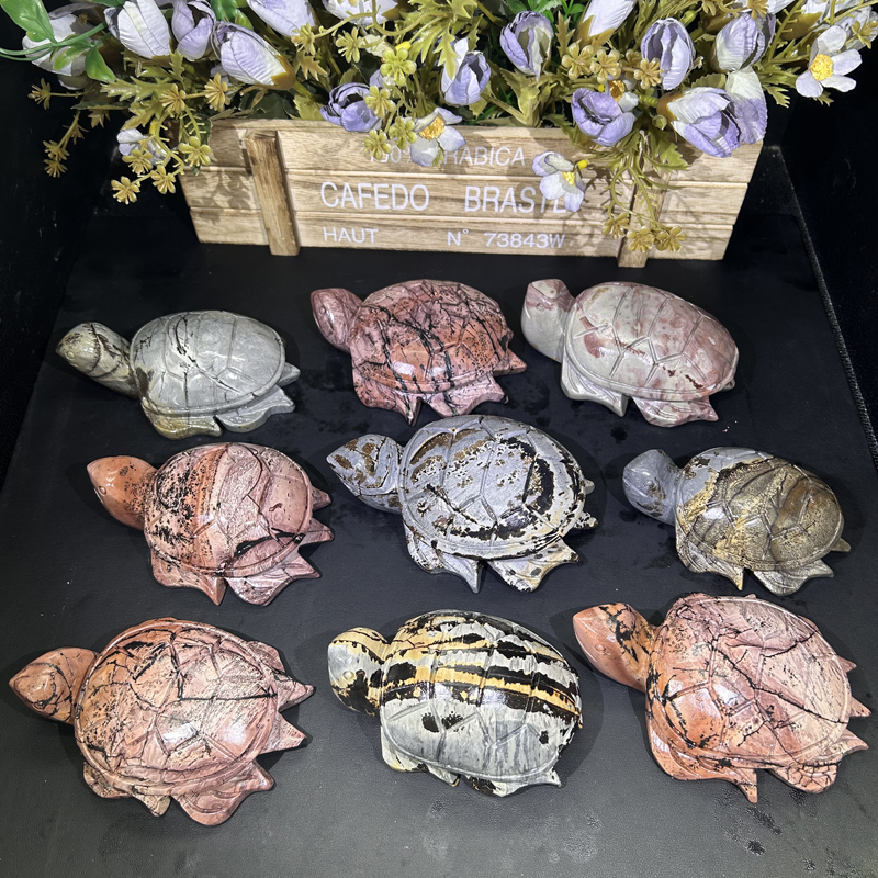 Wholesale Natural Picture Stone Turtle Carvings