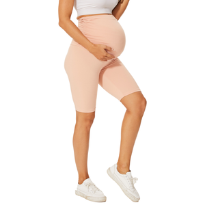 Shorts <span class=keywords><strong>de</strong></span> <span class=keywords><strong>grossesse</strong></span> pour femmes, taille haute, couture, été, style cycliste, leggings respirants, antibactériens, tricotés, logo brodé - Product Image 3