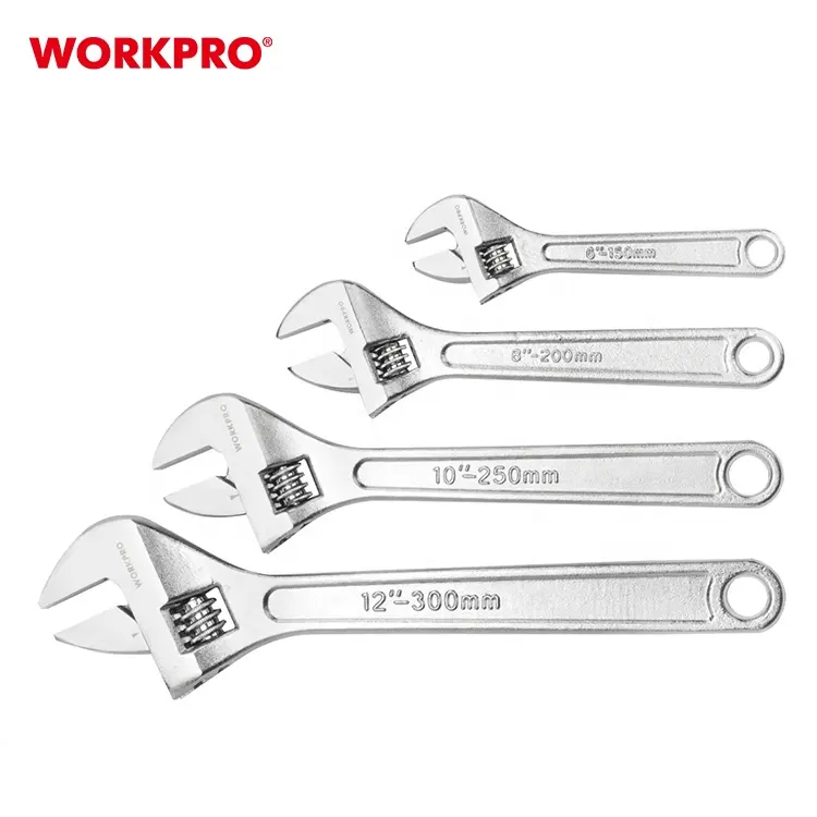 WORKPRO Set de Llaves de ajuste pesado manejar 6 "8" 10 "y 12" forjado Cr-cromo SAE estampado llave ajustable llave