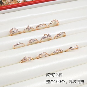 100 個スパークリングラインストーンリングセットクリアクリスタルシンプルリング結婚式プロムパーティーフィンガージュエリーアクセサリー女性用 - Product Image 6