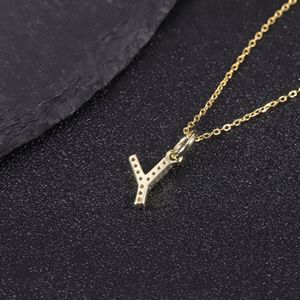 Collar Versátil Unisex con Letra Y en <span class=keywords><strong>Inglés</strong></span>, Estilo Punk, Moissanita con <span class=keywords><strong>Corte</strong></span> Brillante, Chapado en Oro, Plata de Ley S925, Gargantilla con 26 Letras - Product Image 4