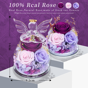 Statuette di Angeli in Vetro Trasparente con Fiori Secchi Viola e Luce per Donne, Fidanzate, Nonne, Mogli, Sorelle, Figlie, San Valentino - Product Image 2