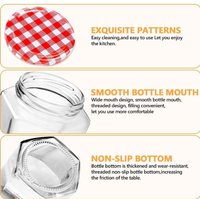 Hexagonal Glass Jam Jars with Red Gingham Lid