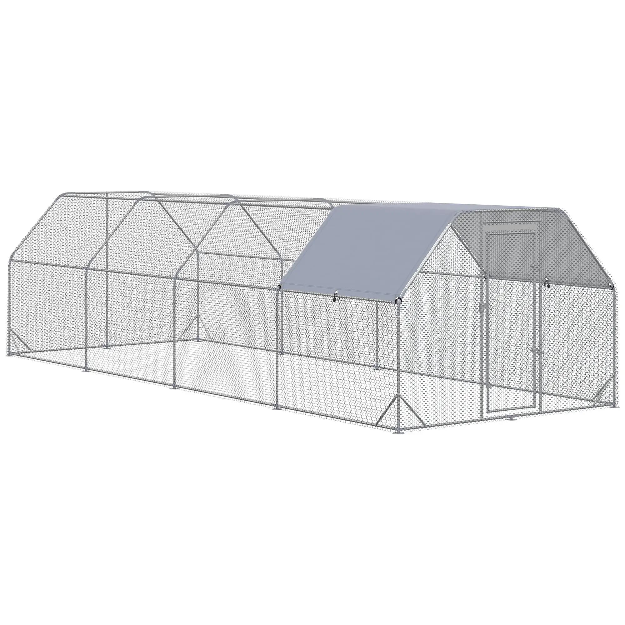Chilochilo 26.67x10x6.5ft büyük Metal tavuk kümesi kapak ile çalıştırmak Walk-in açık kalem çit kafes tavuk evi çatı ile Yard için
