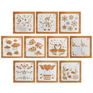 Pochoirs de <span class=keywords><strong>peinture</strong></span> personnalisables Pochoirs réutilisables Thème de Noël Pochoirs de <span class=keywords><strong>peinture</strong></span> en plastique pour le bricolage de meubles Plancher mural - Product Image 1